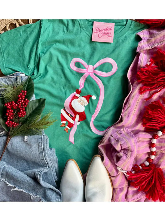 bow hanging santa tee // women's