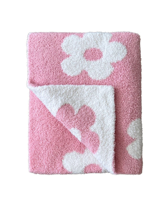 plush blanket // pink daisy