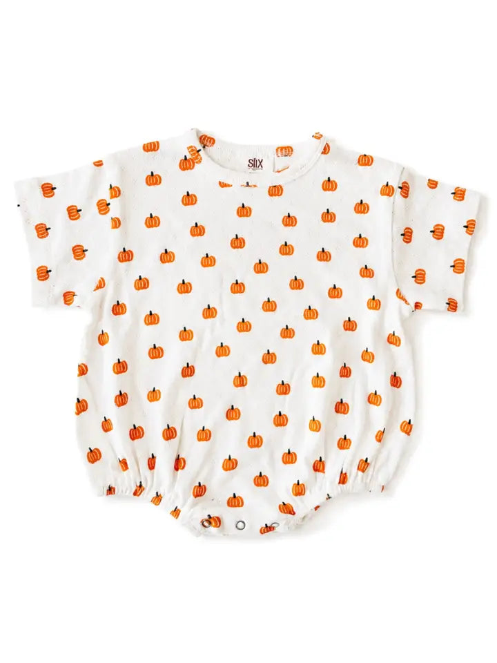 pumpkin pointelle bubble romper