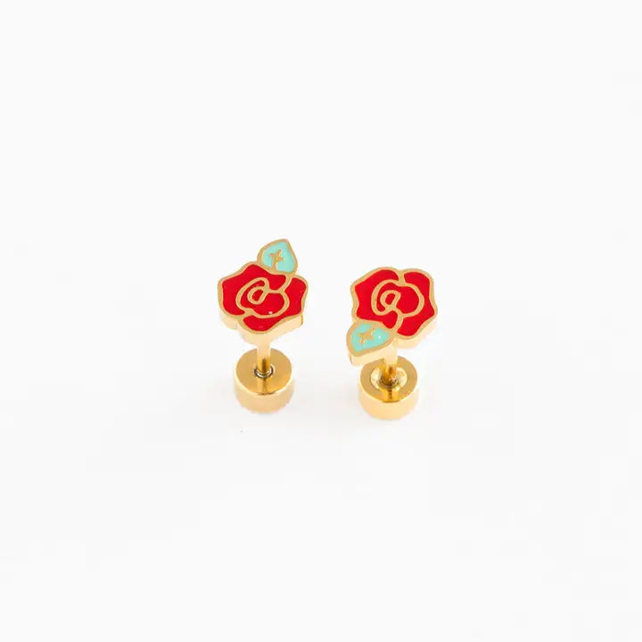 rose flat back studs // 18k gold