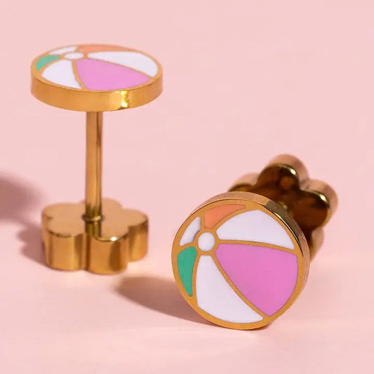 beach ball 18k gold flatback studs // FLASH PREORDER! // open until 6.7 and ships mid-june