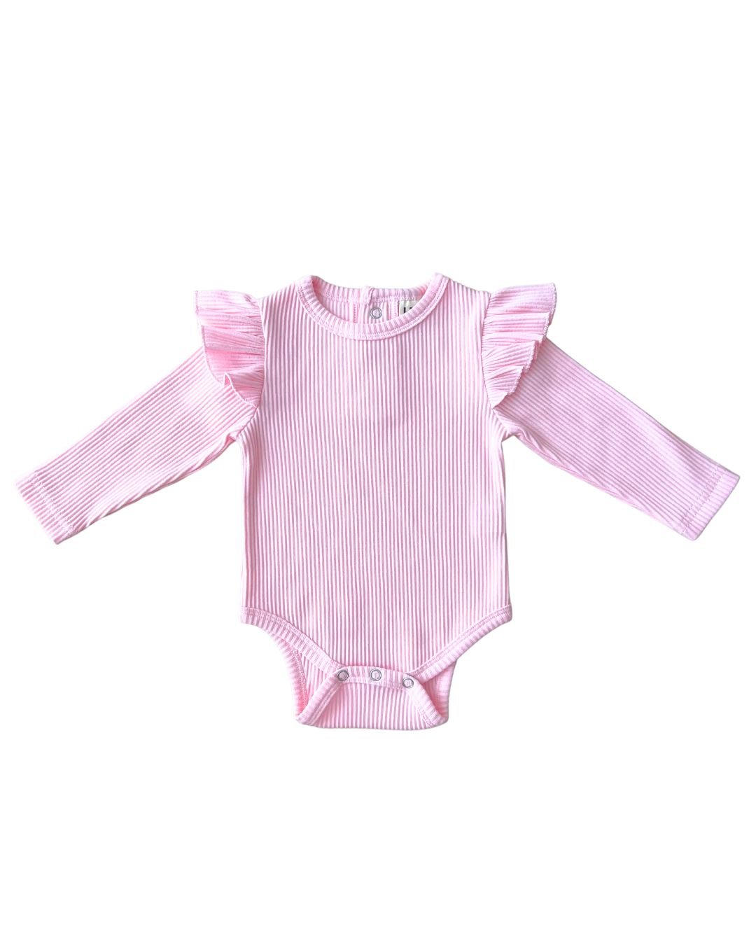 ribbed flutter sleeve bodysuit // pink