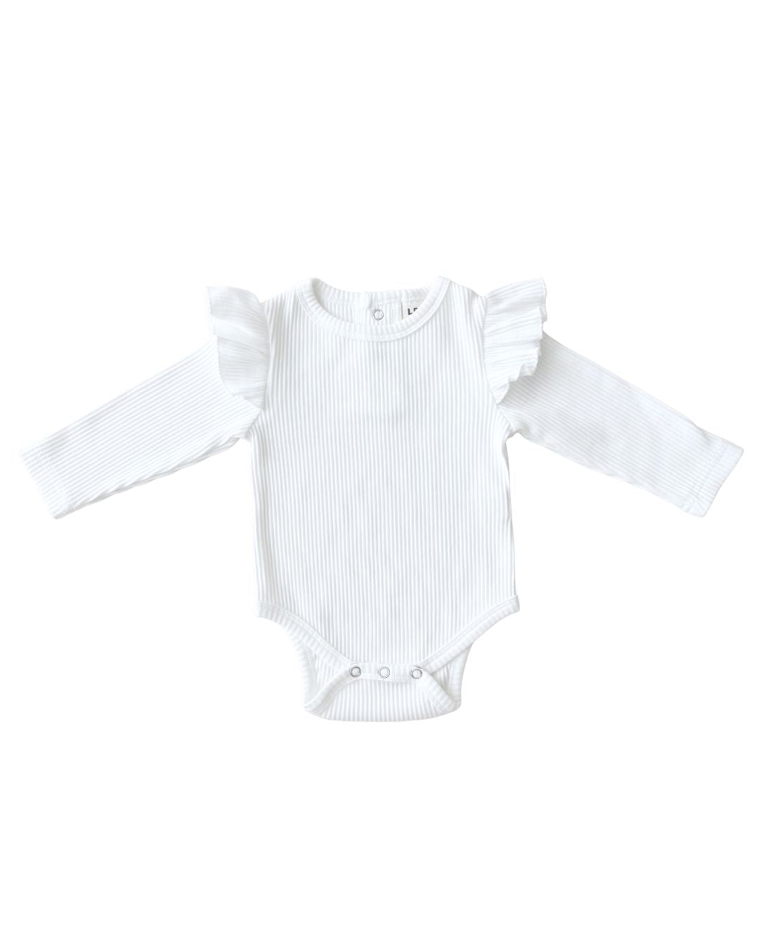 ribbed flutter sleeve bodysuit // white