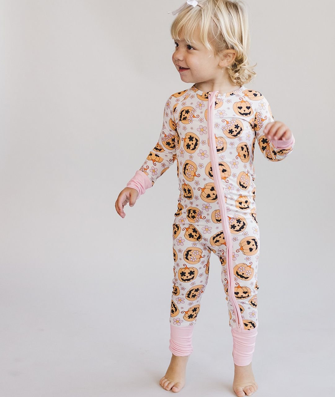 pink jack o lantern bamboo pajamas // ZIPPY