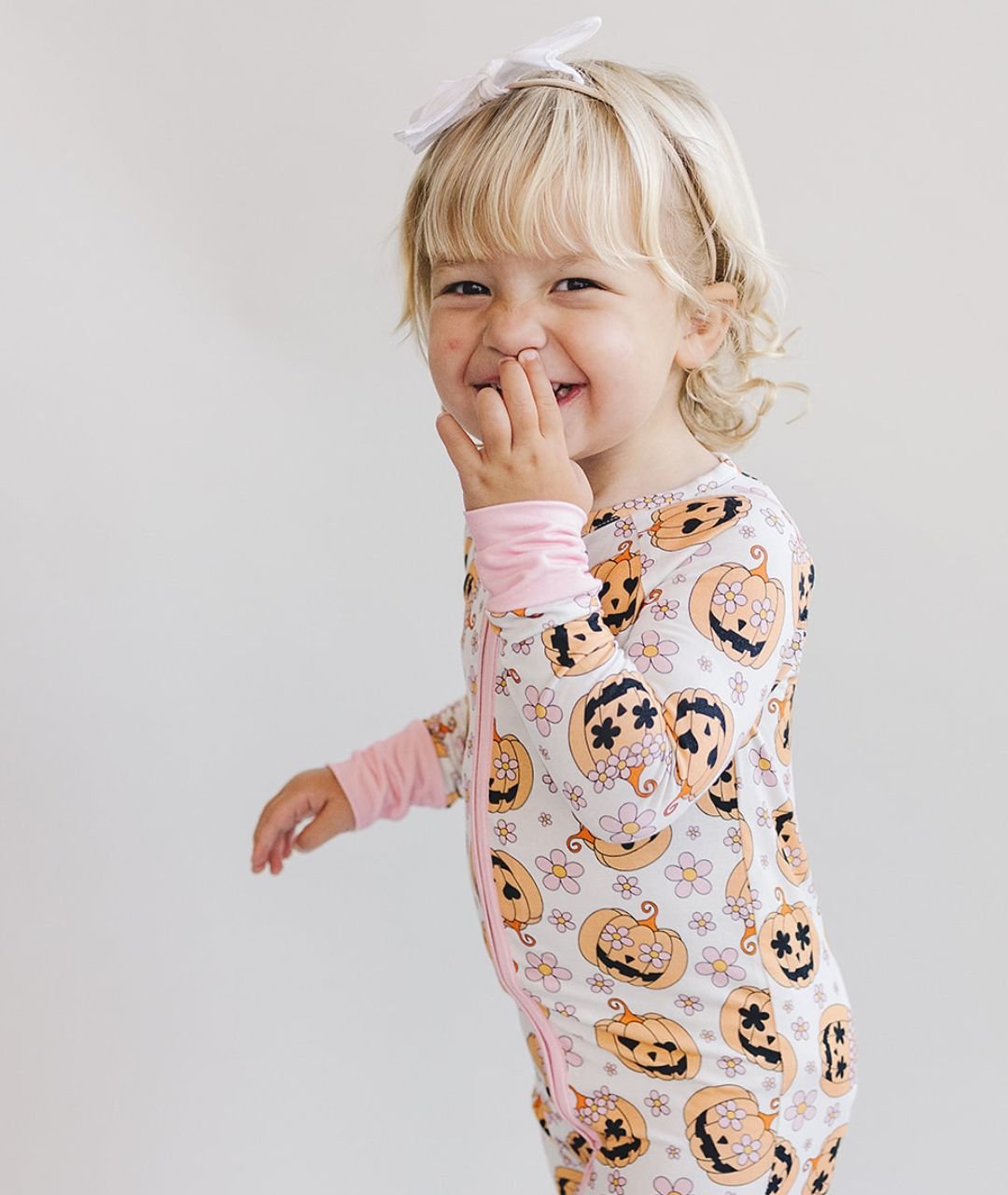 pink jack o lantern bamboo pajamas // ZIPPY