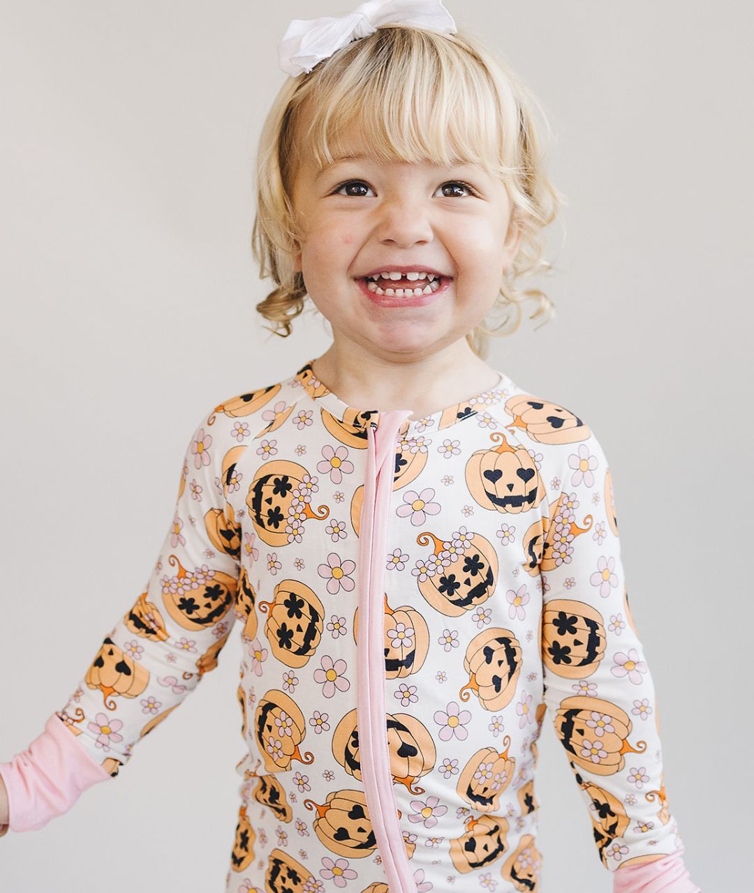 pink jack o lantern bamboo pajamas // ZIPPY