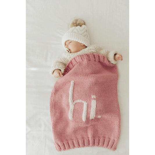 hi knitted baby blanket // pink