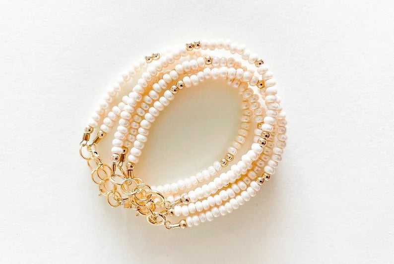 baby/toddler bracelet // cream + gold accents