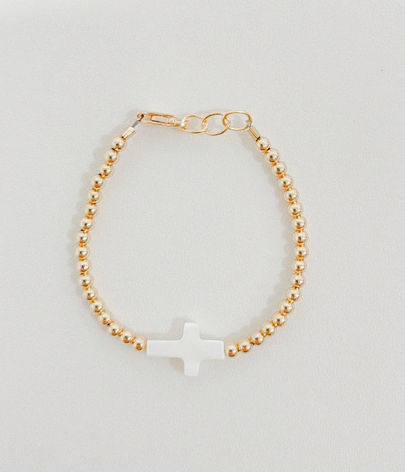 baby/toddler bracelet // white cross