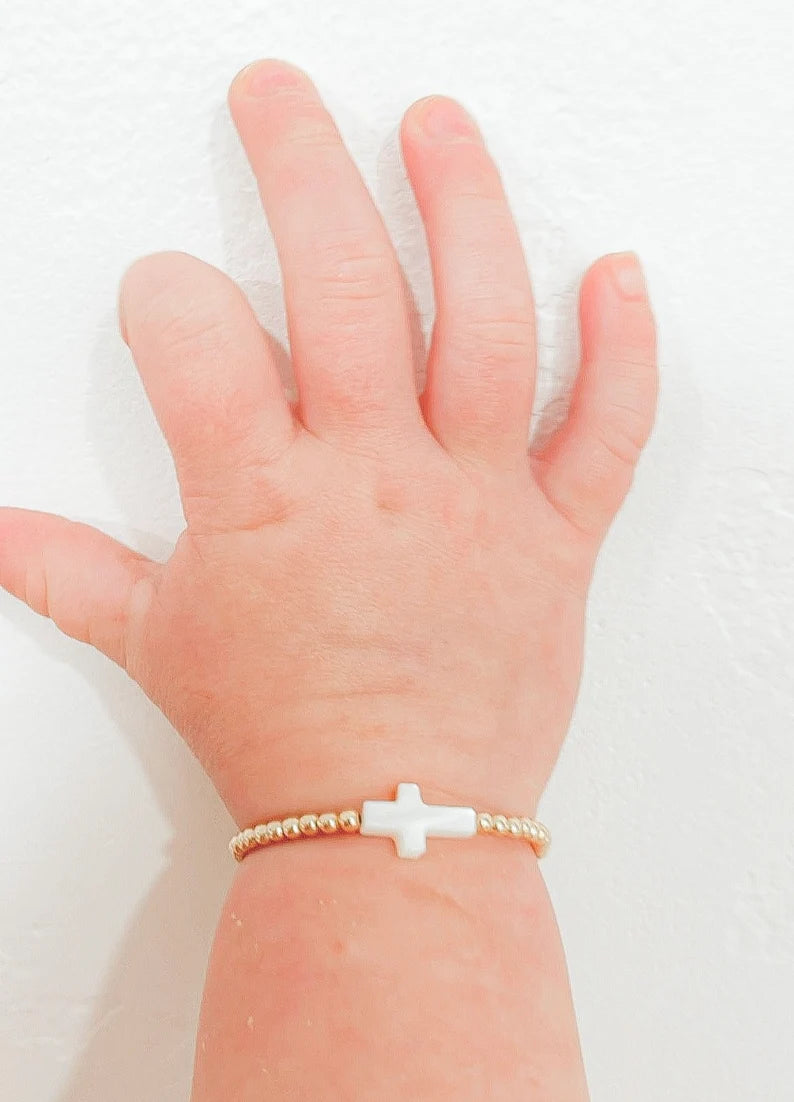 baby/toddler bracelet // white cross