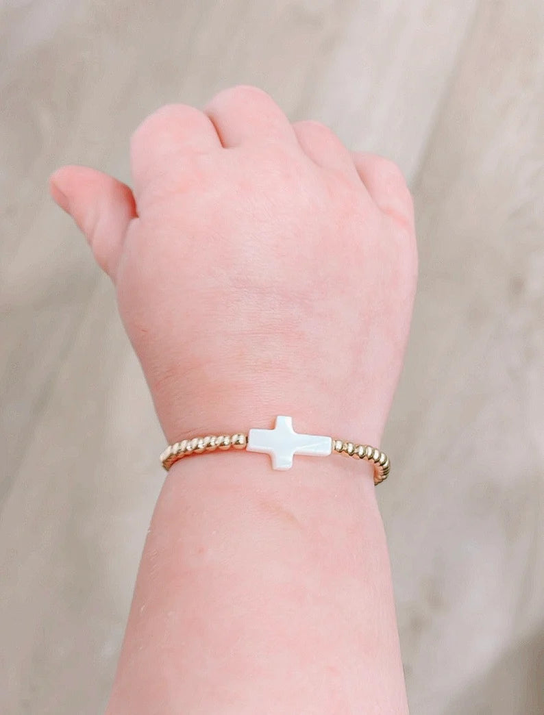 baby/toddler bracelet // white cross