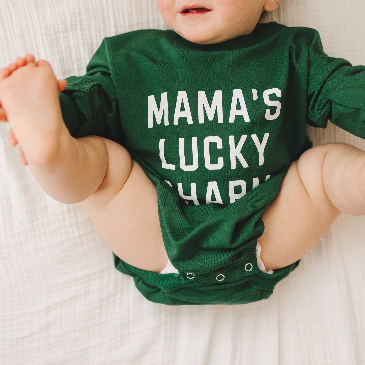 bamboo oversized sweatshirt romper // mama's lucky charm