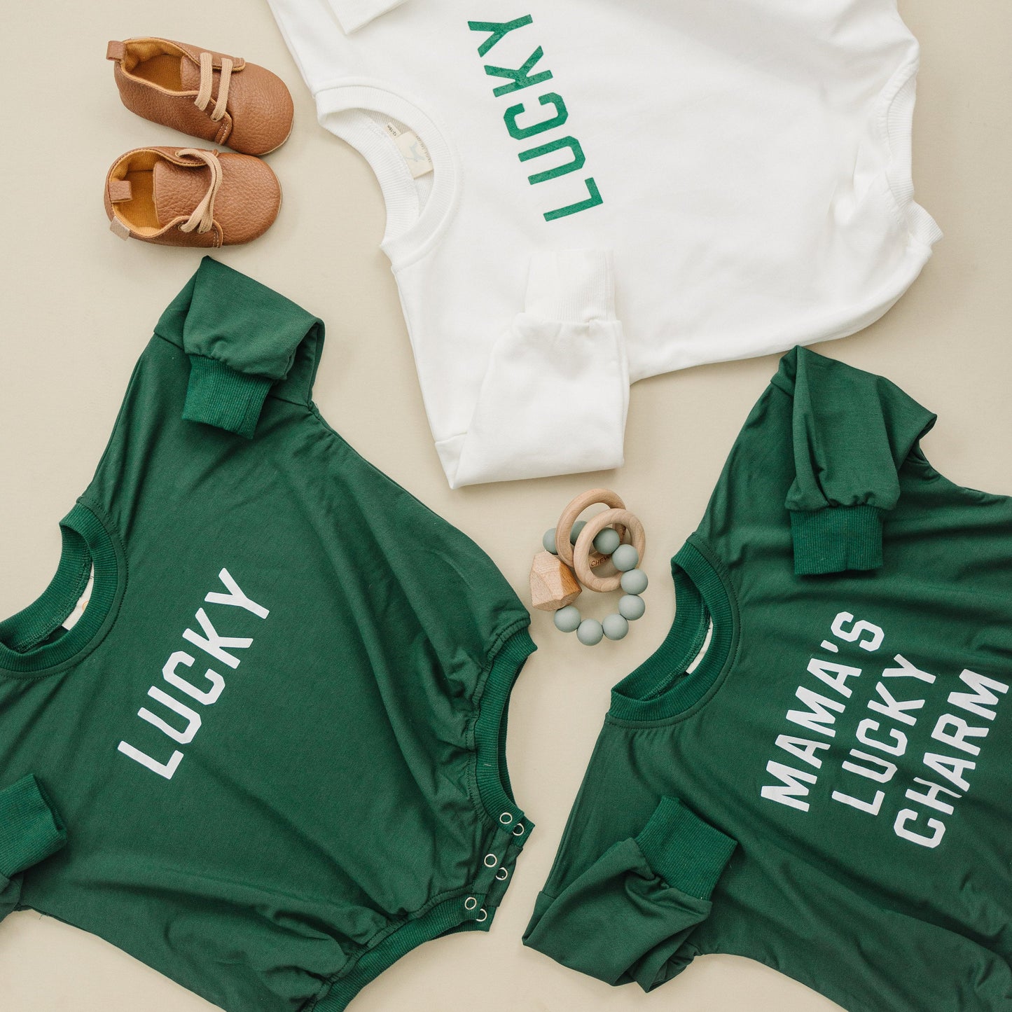 bamboo oversized sweatshirt romper // mama's lucky charm