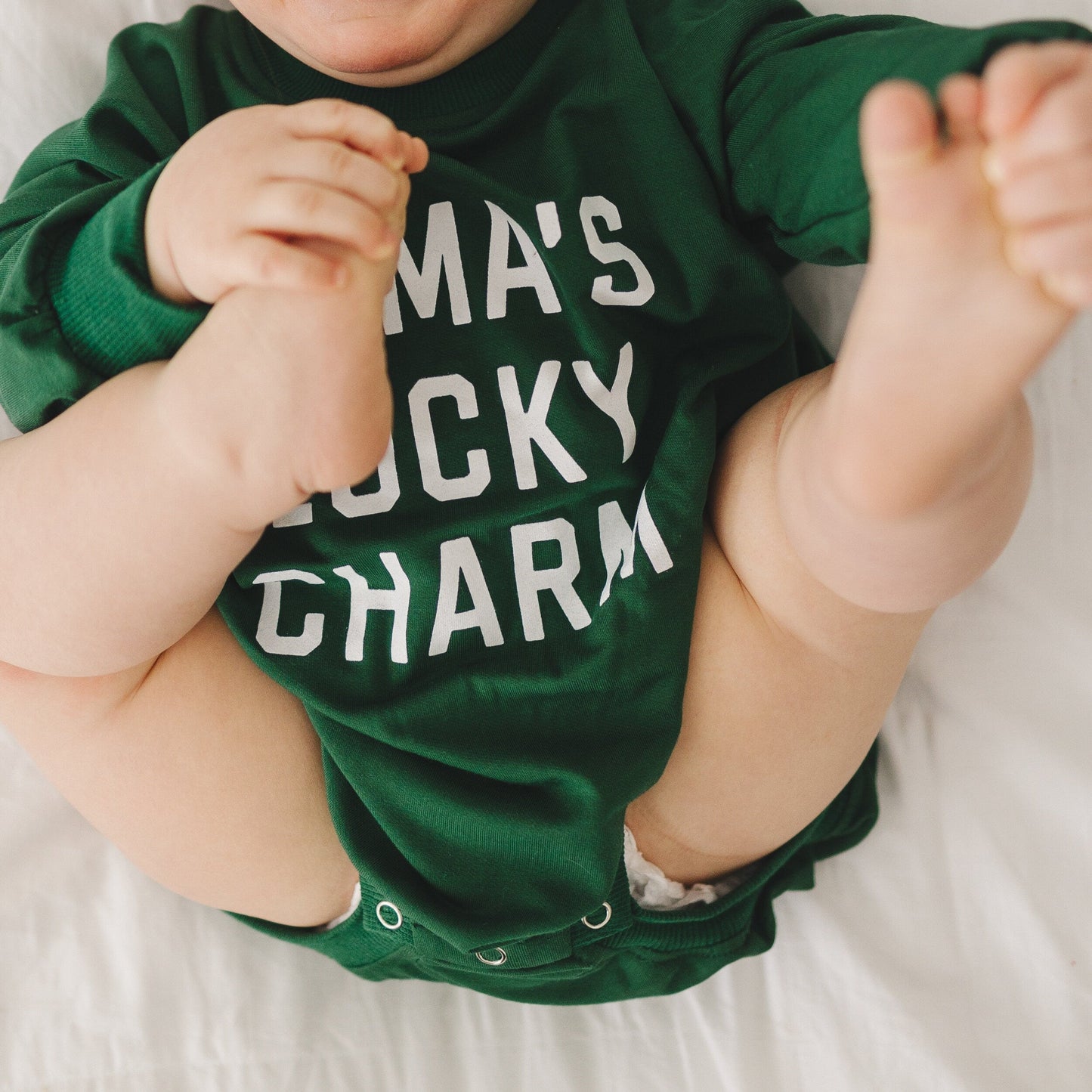 bamboo oversized sweatshirt romper // mama's lucky charm