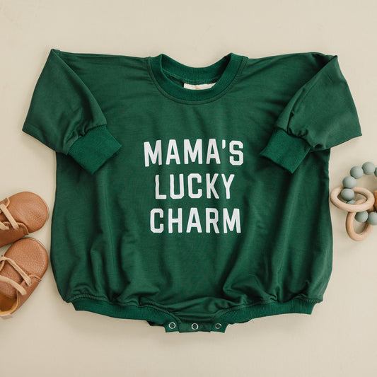 bamboo oversized sweatshirt romper // mama's lucky charm