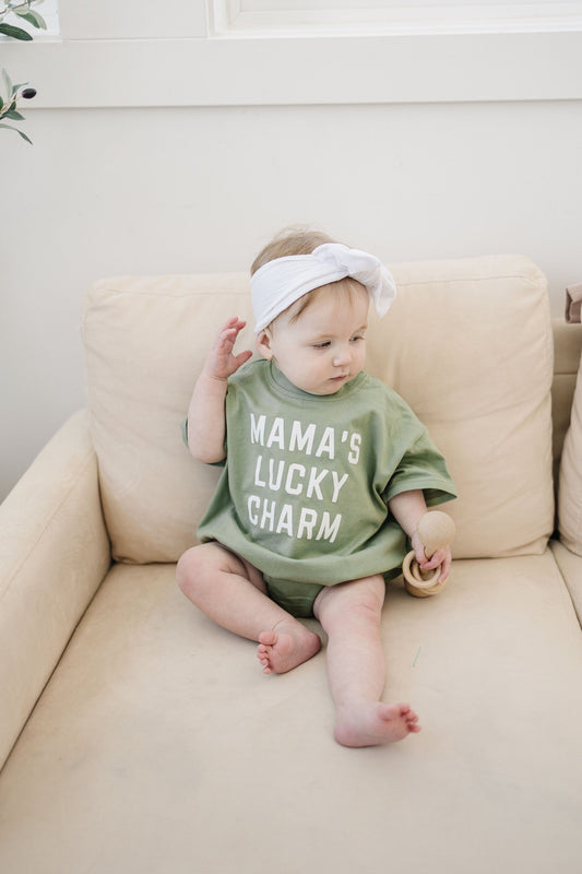 mama's lucky charm tshirt romper