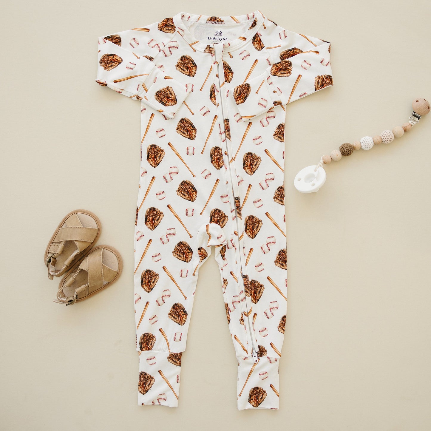 grand slam baseball bamboo pajamas // ZIPPY