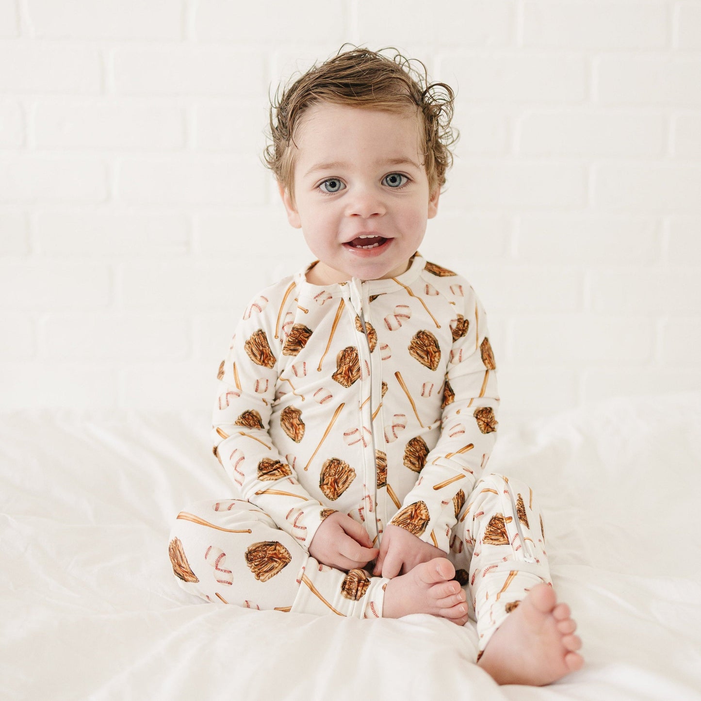 grand slam baseball bamboo pajamas // ZIPPY