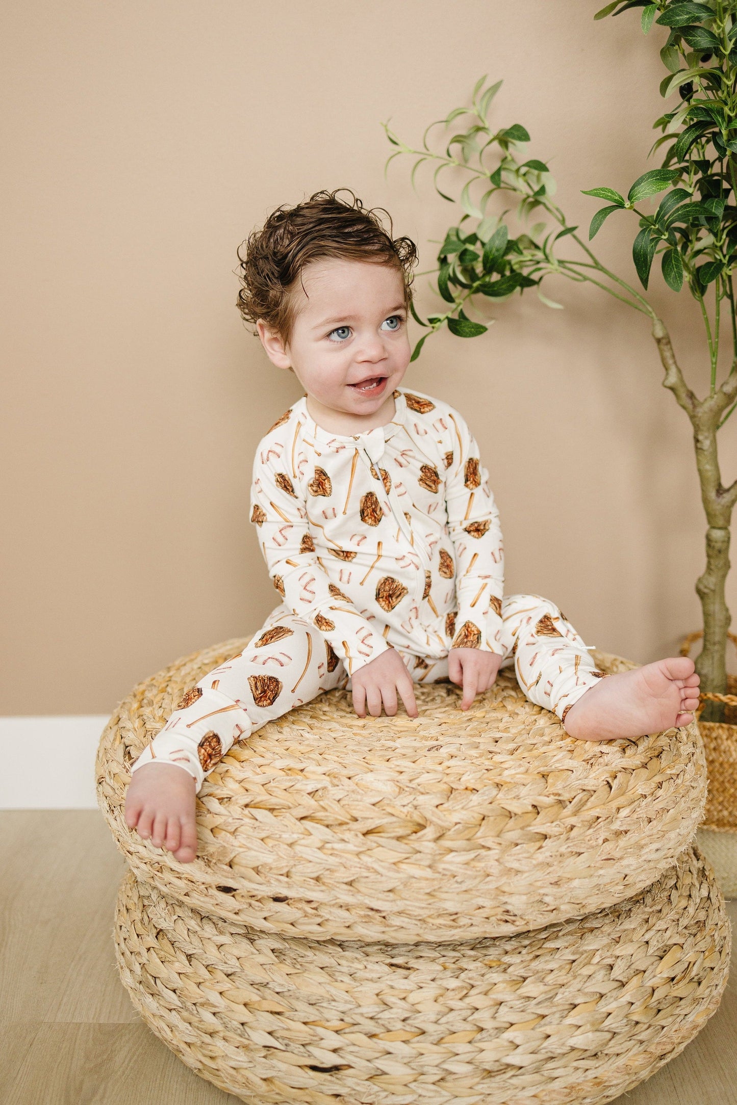 grand slam baseball bamboo pajamas // ZIPPY