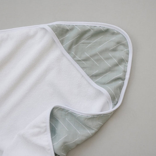 muslin hooded towel // neutral sage