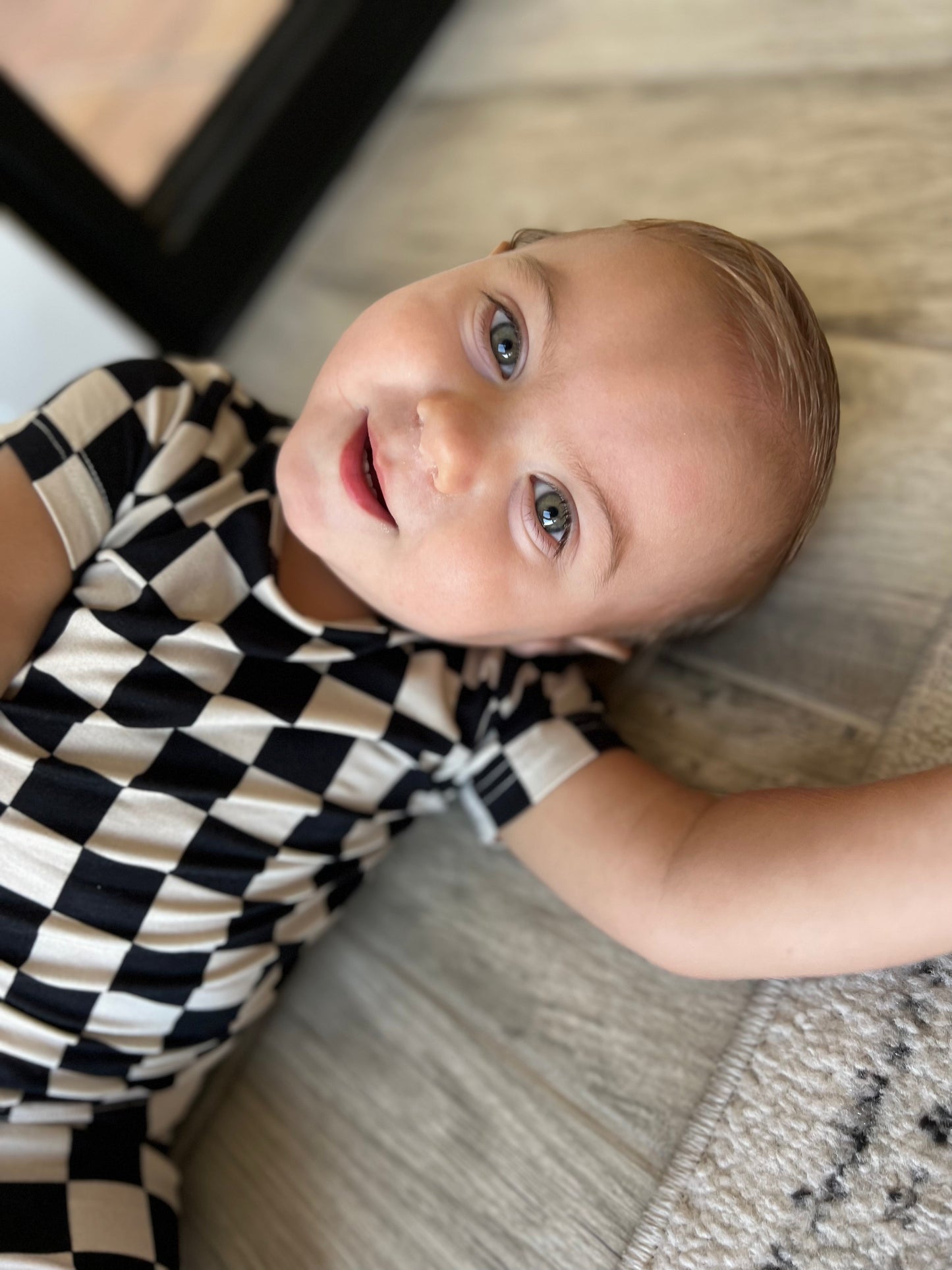 black checkerboard bamboo pajamas // SHORTS SET (sizing up to 10/12)