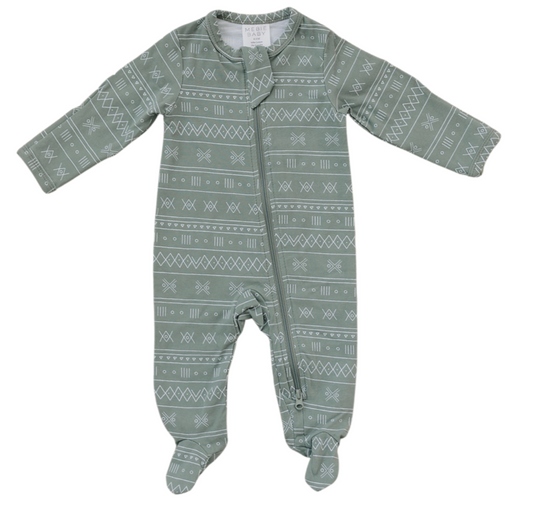 buttery soft cotton footie // sage tribal