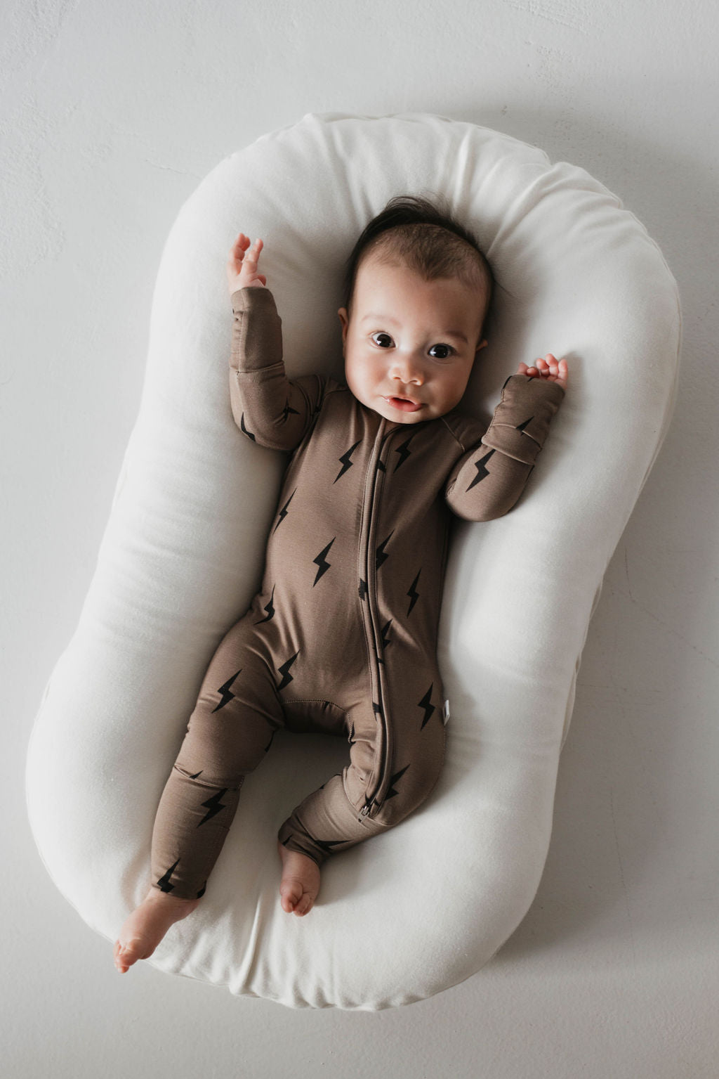 brown/black lightning bolt bamboo pajamas // ZIPPY