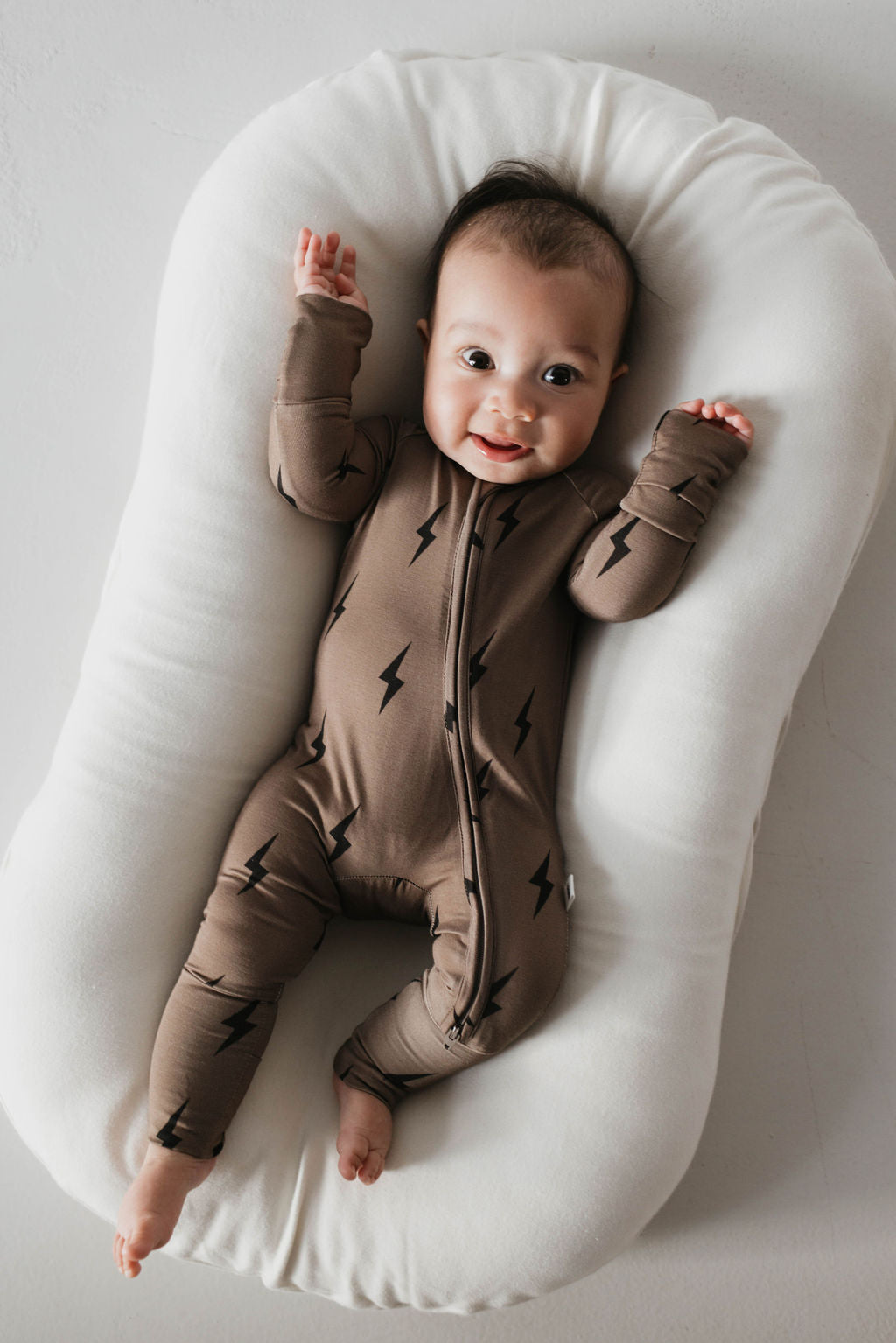 brown/black lightning bolt bamboo pajamas // ZIPPY