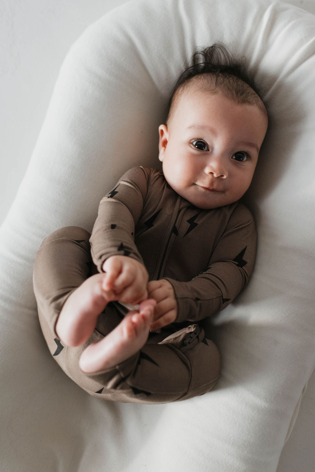 brown/black lightning bolt bamboo pajamas // ZIPPY