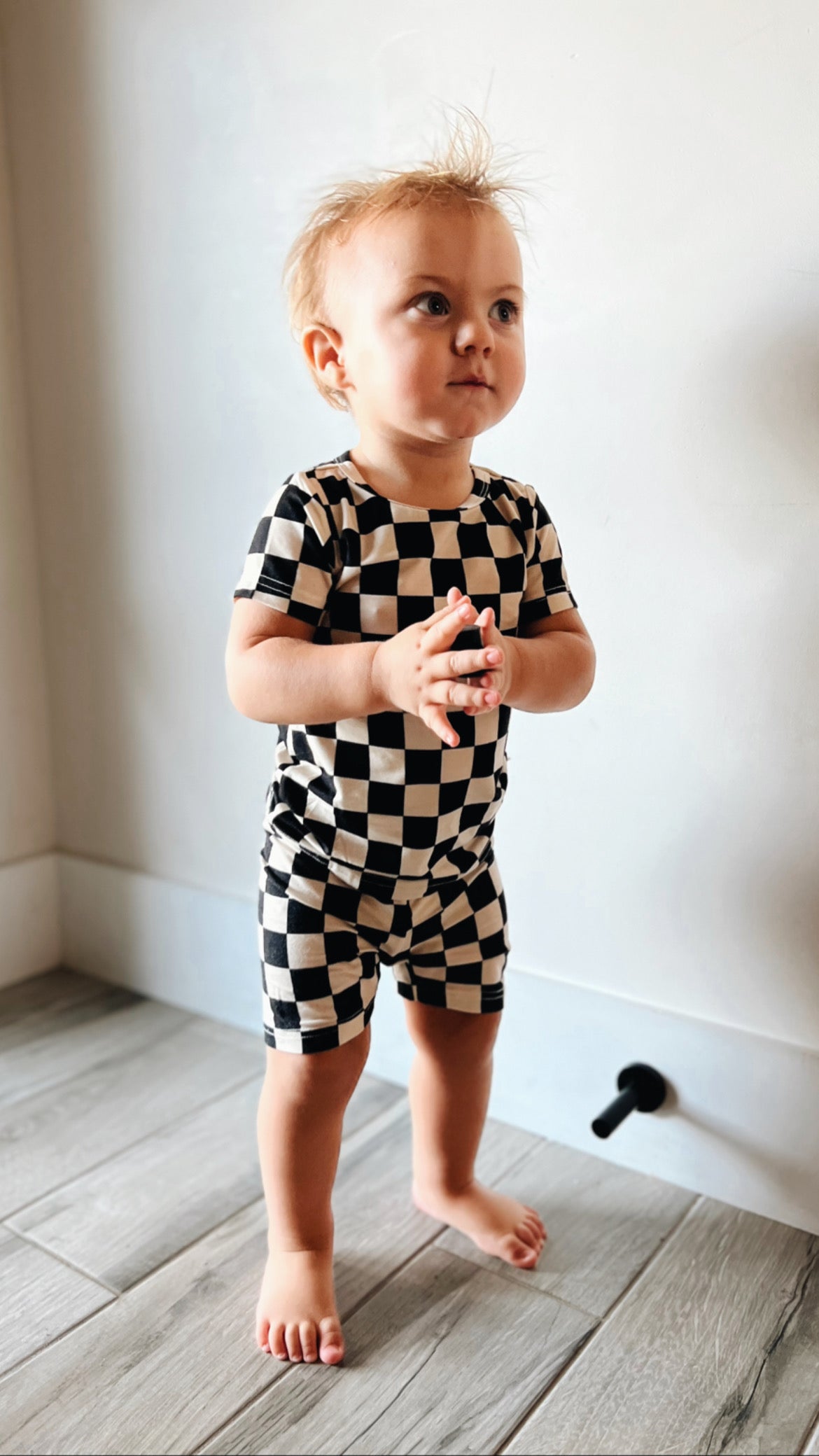black checkerboard bamboo pajamas // SHORTS SET (sizing up to 10/12)