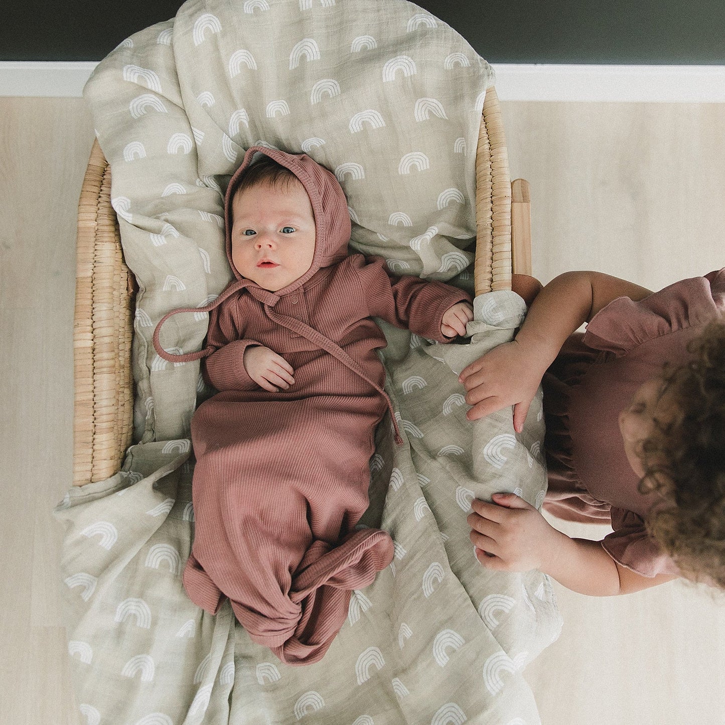 organic cotton ribbed knot gown // dusty rose