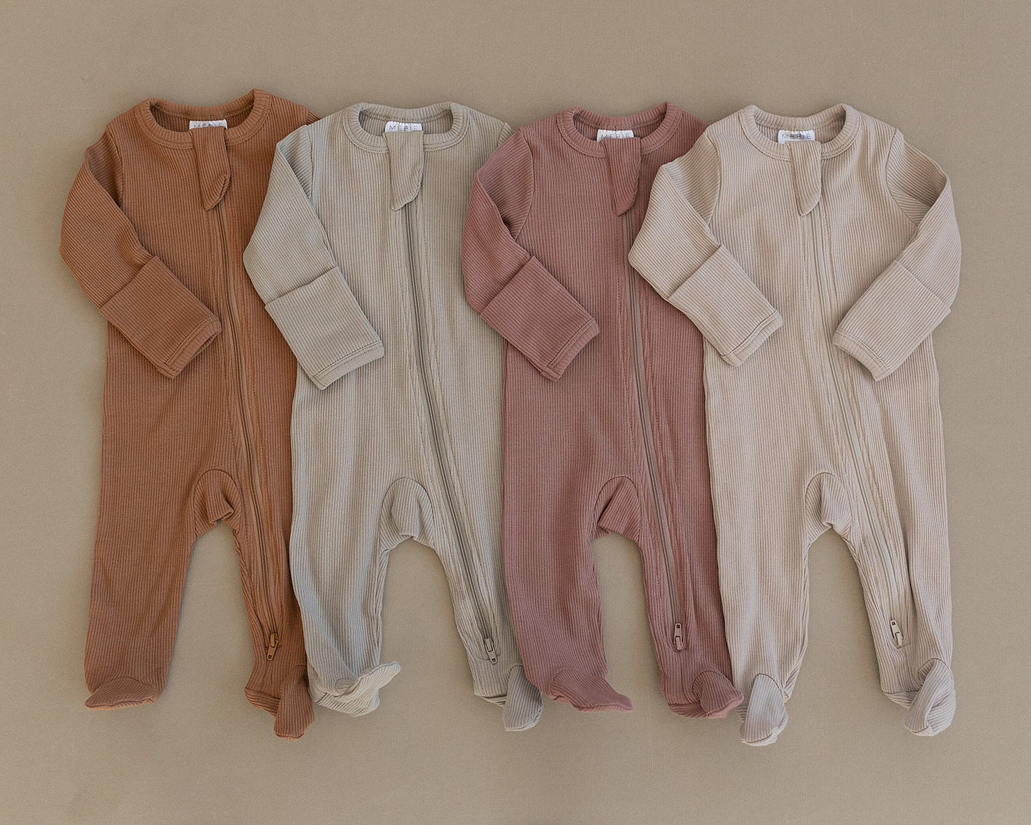 organic cotton ribbed footie // dusty rose