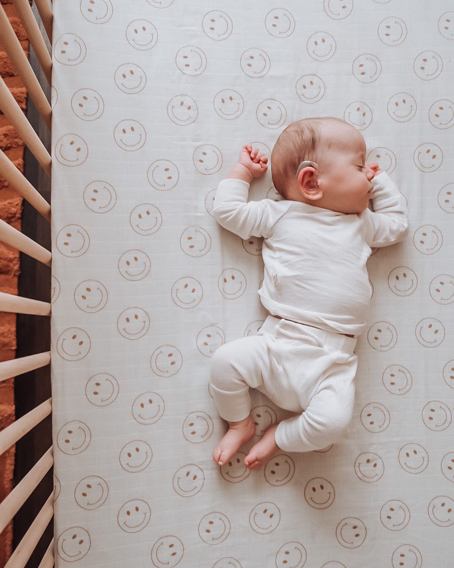 muslin crib sheet // ivory just smile