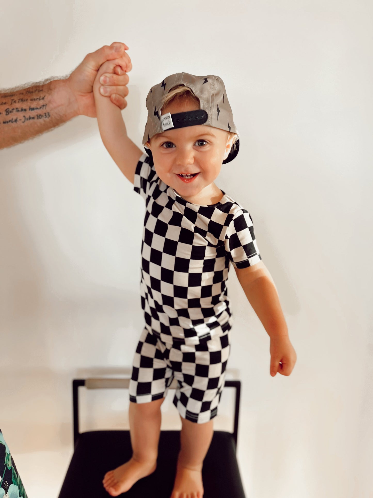 black checkerboard bamboo pajamas // SHORTS SET (sizing up to 10/12)
