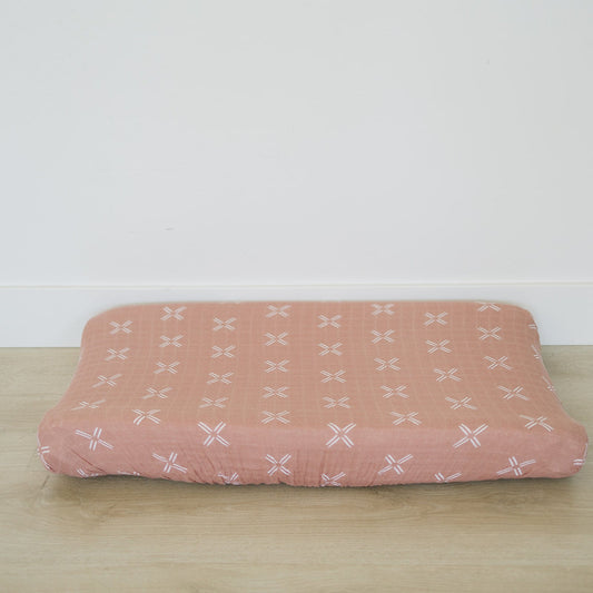 muslin changing pad cover // peachy