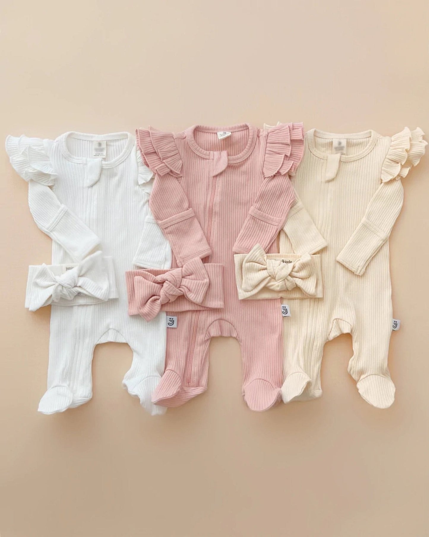 organic zip footie set // pink