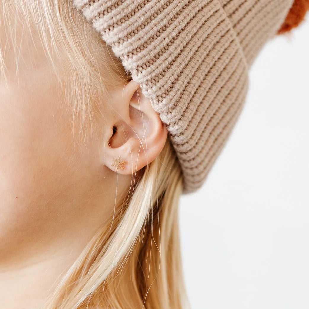 18k gold flat back studs // snowflake