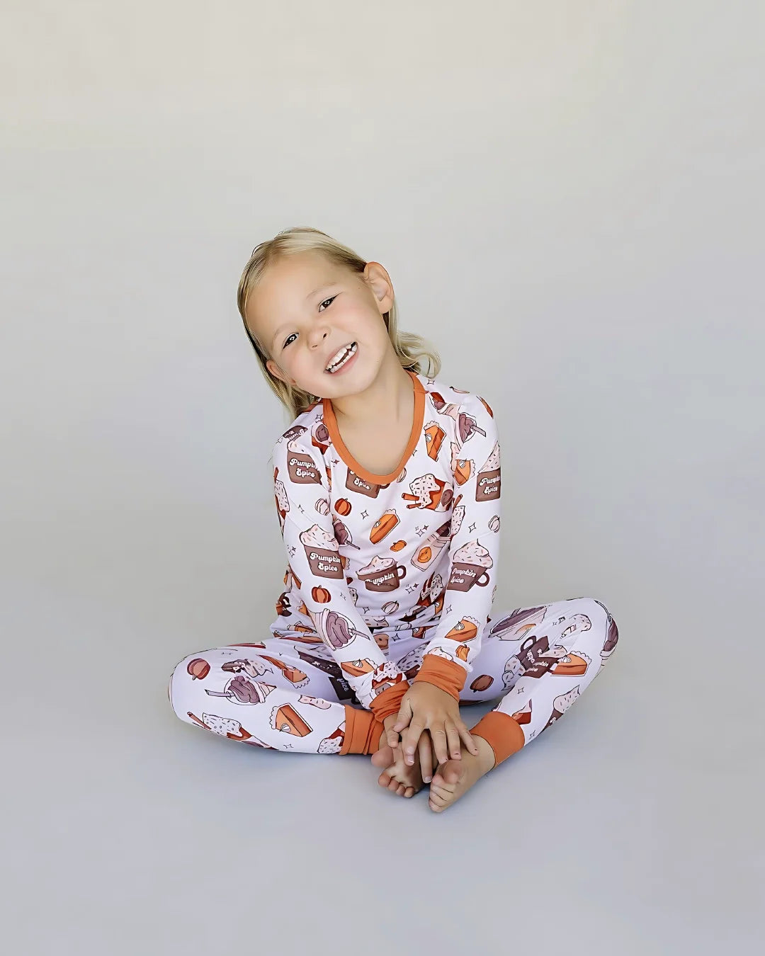 pumpkin spice bamboo pajamas // LONG-SLEEVE TWO-PIECE SET (*sizing up to 8/9)