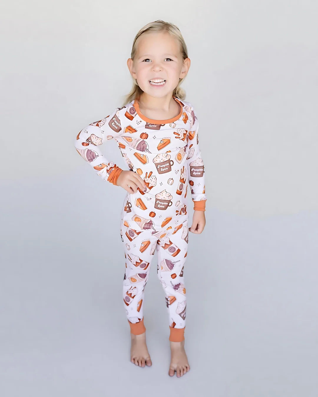 pumpkin spice bamboo pajamas // LONG-SLEEVE TWO-PIECE SET (*sizing up to 8/9)