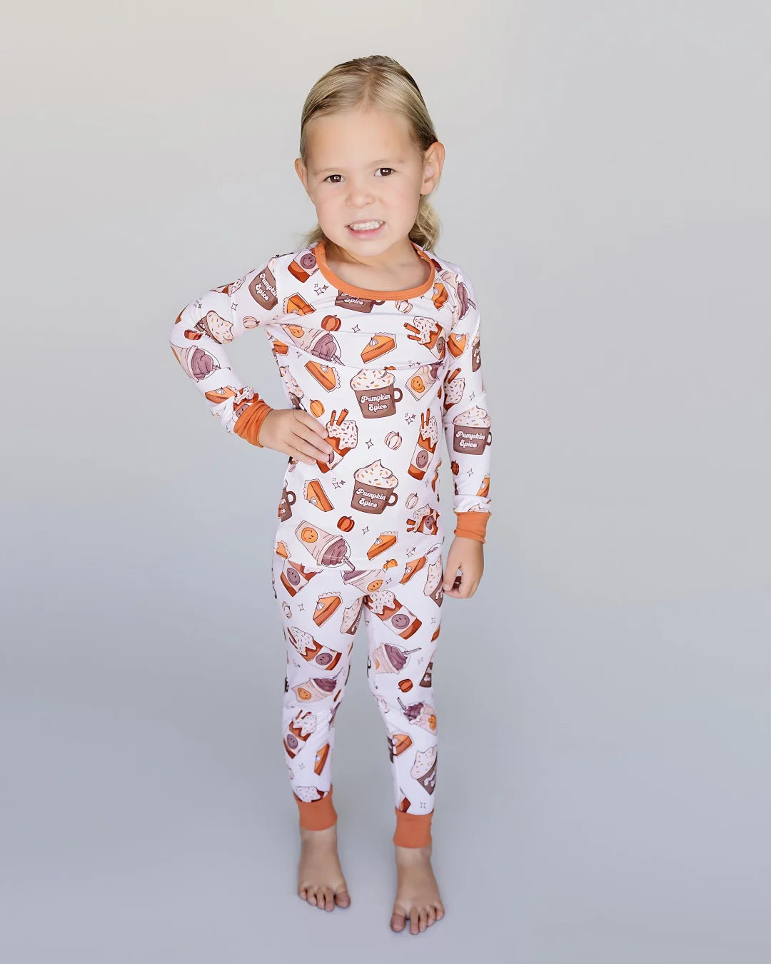 pumpkin spice bamboo pajamas // LONG-SLEEVE TWO-PIECE SET (*sizing up to 8/9)