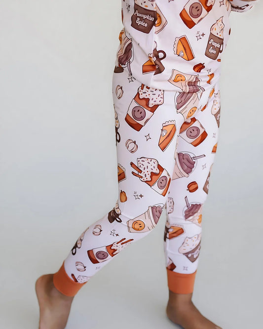 pumpkin spice bamboo pajamas // LONG-SLEEVE TWO-PIECE SET (*sizing up to 8/9)