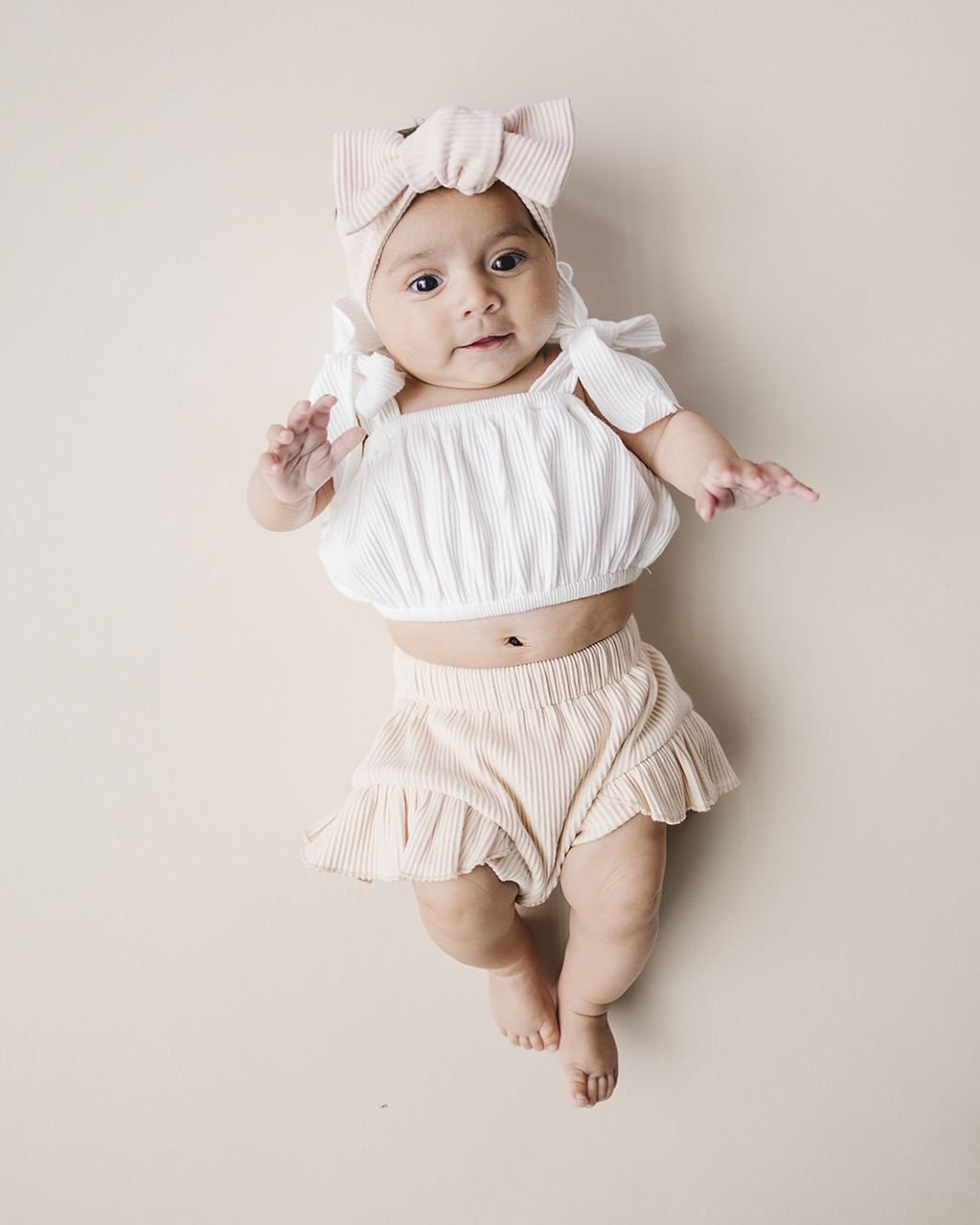 ribbed crop top set // vanilla + white