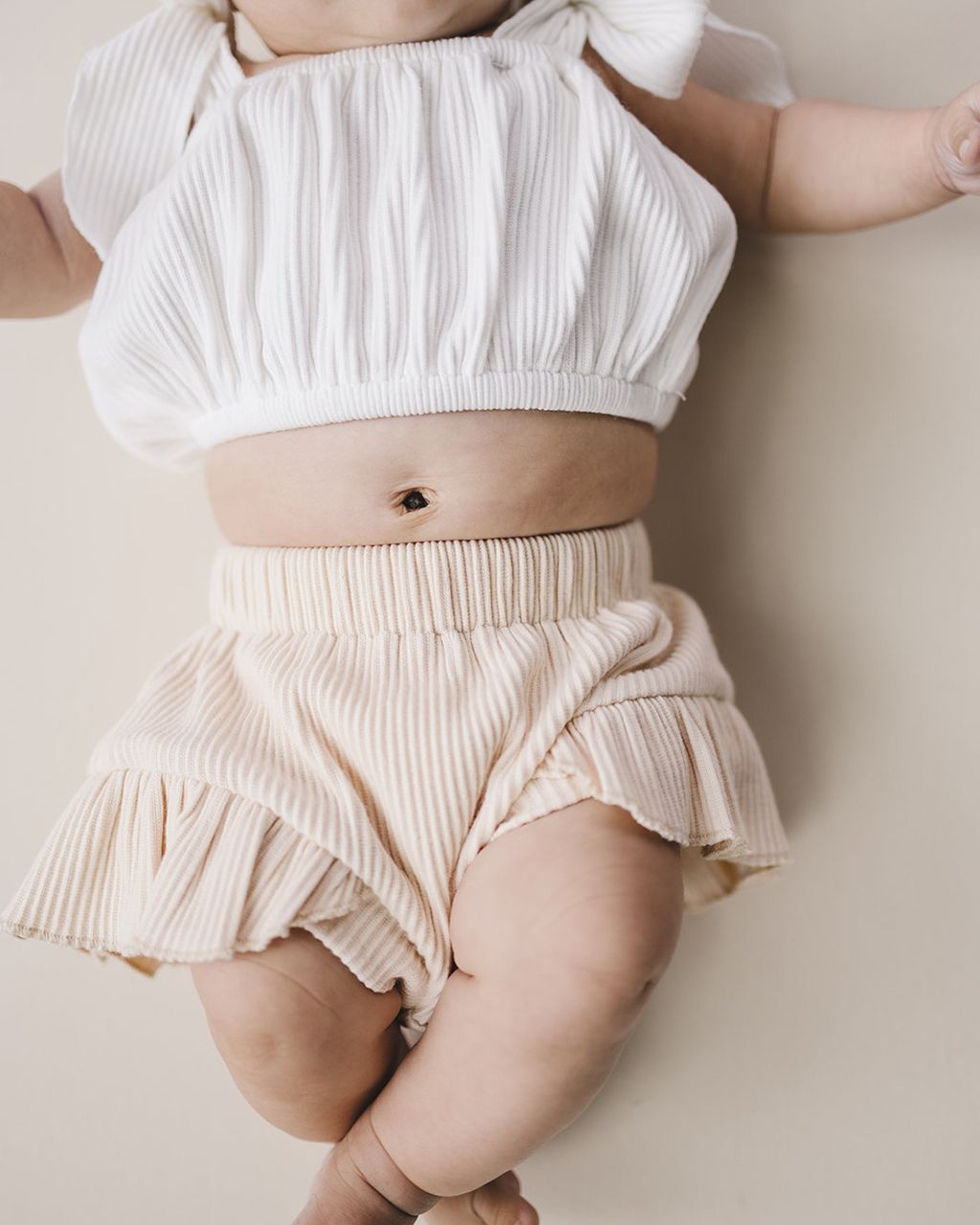 ribbed crop top set // vanilla + white