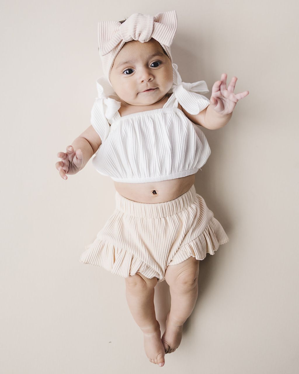 ribbed crop top set // vanilla + white