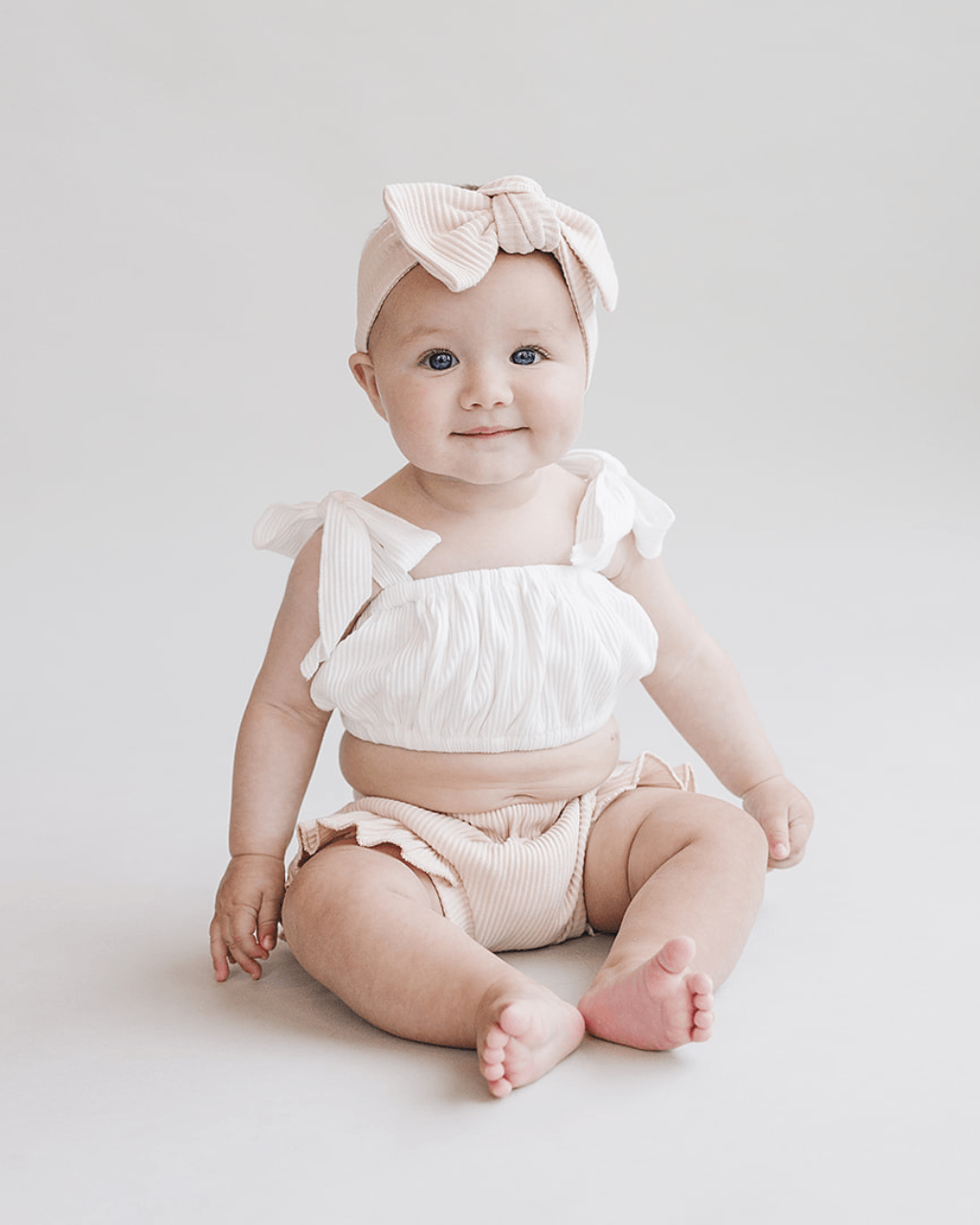 ribbed crop top set // vanilla + white