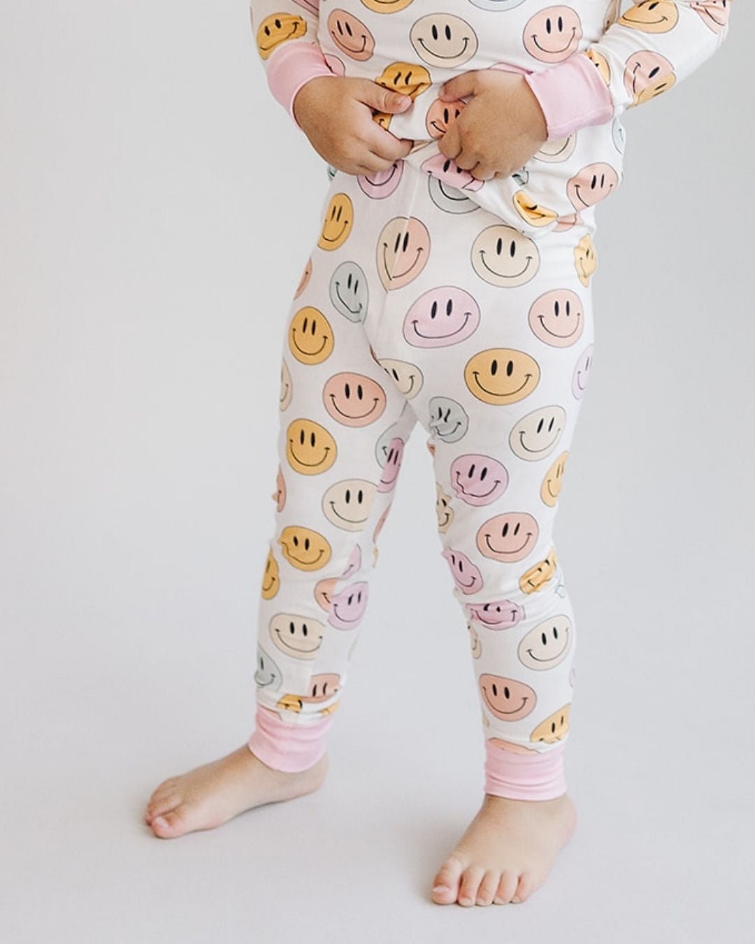 mixed pinks smiley bamboo pajamas // LONG-SLEEVE TWO-PIECE SET