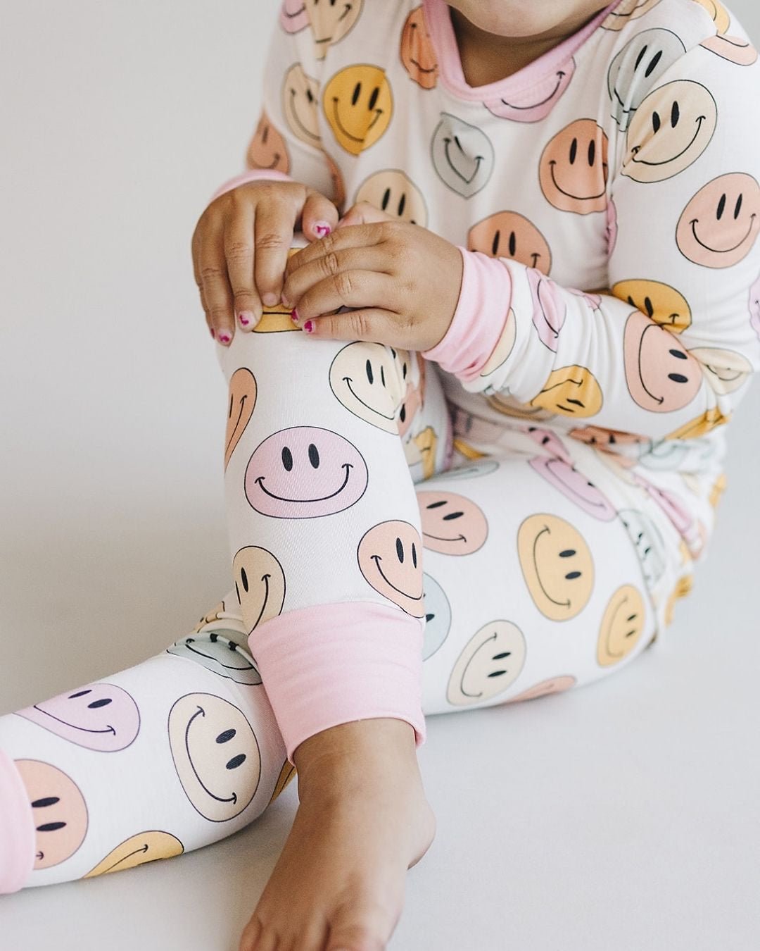 mixed pinks smiley bamboo pajamas // LONG-SLEEVE TWO-PIECE SET