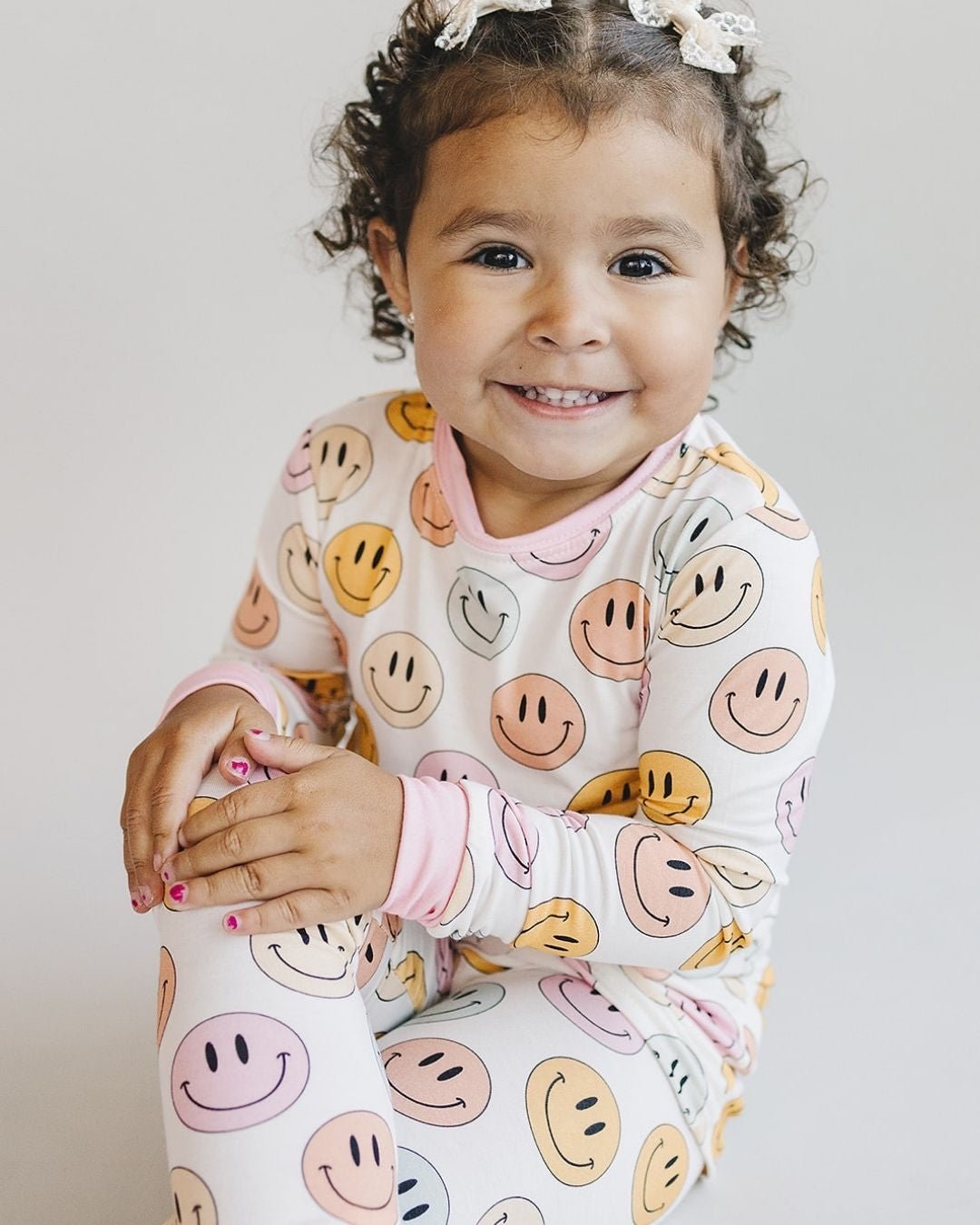 mixed pinks smiley bamboo pajamas // LONG-SLEEVE TWO-PIECE SET