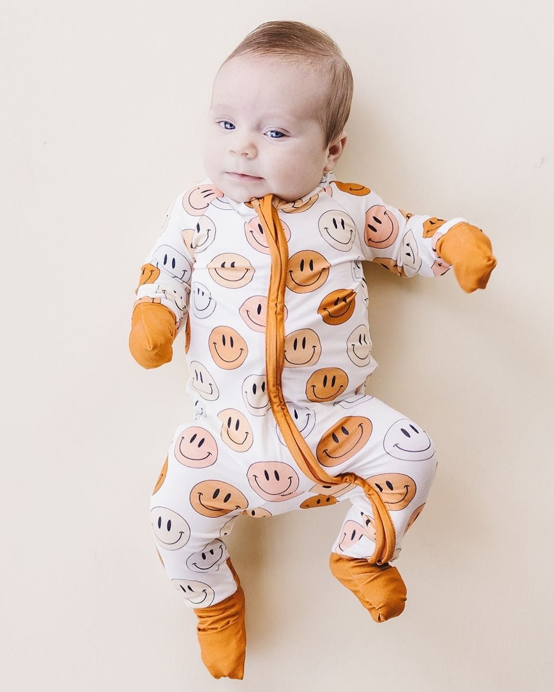 mixed coppers smiley bamboo pajamas // ZIPPY