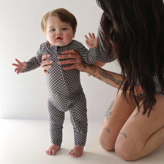 street micro check bamboo pajamas // ZIPPY